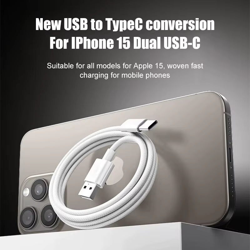 60W USB C Phone Cable for Iphone 16 15 17 Pro Max 17 Air plus Fast Charging Type-C Charge Braided Cables USB to Type C Data Line